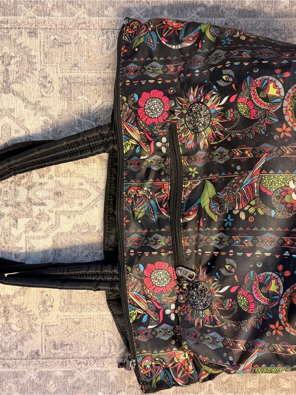Black Floral Pattern Tote Bag - Stylish Everyday Carry